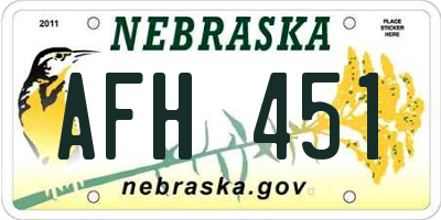 NE license plate AFH451