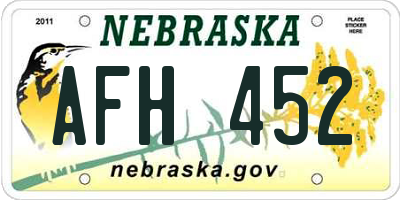 NE license plate AFH452