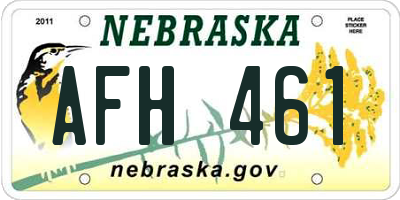 NE license plate AFH461