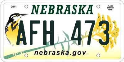 NE license plate AFH473