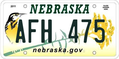 NE license plate AFH475
