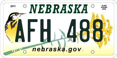 NE license plate AFH488