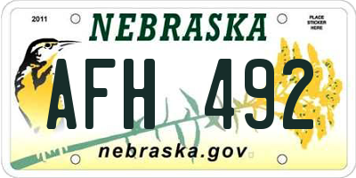 NE license plate AFH492