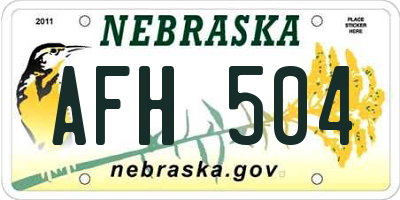 NE license plate AFH504