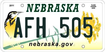 NE license plate AFH505