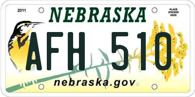 NE license plate AFH510