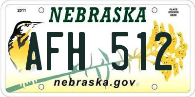 NE license plate AFH512