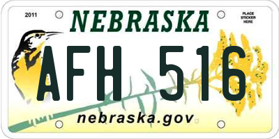 NE license plate AFH516