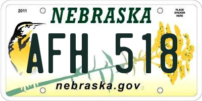 NE license plate AFH518