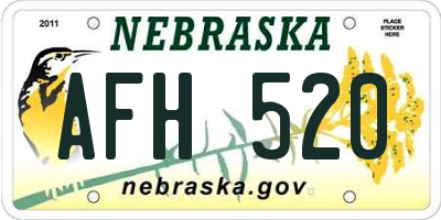 NE license plate AFH520