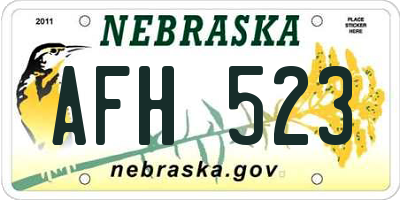 NE license plate AFH523