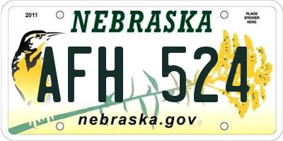 NE license plate AFH524