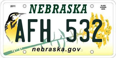 NE license plate AFH532