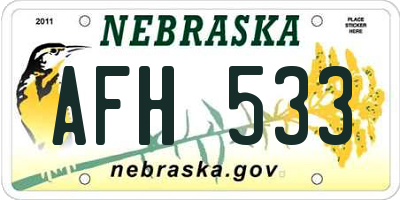 NE license plate AFH533