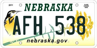 NE license plate AFH538