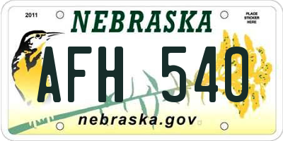 NE license plate AFH540