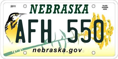 NE license plate AFH550