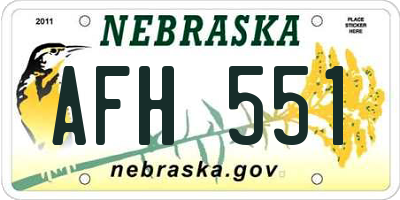 NE license plate AFH551