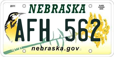 NE license plate AFH562