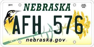 NE license plate AFH576