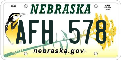 NE license plate AFH578