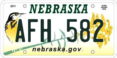 NE license plate AFH582