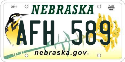 NE license plate AFH589