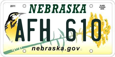 NE license plate AFH610