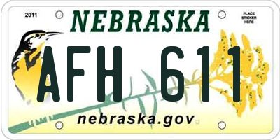 NE license plate AFH611