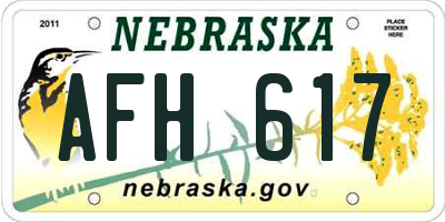 NE license plate AFH617
