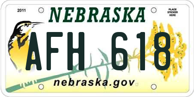 NE license plate AFH618