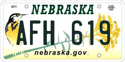 NE license plate AFH619