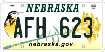 NE license plate AFH623