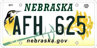 NE license plate AFH625