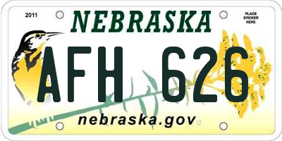 NE license plate AFH626