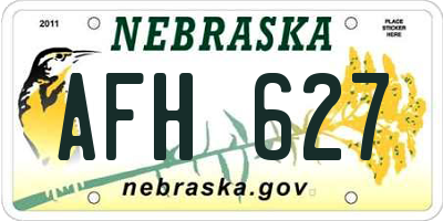 NE license plate AFH627