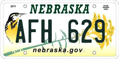 NE license plate AFH629