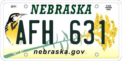 NE license plate AFH631