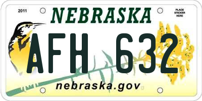 NE license plate AFH632