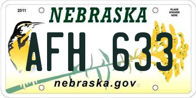 NE license plate AFH633
