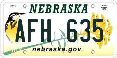 NE license plate AFH635