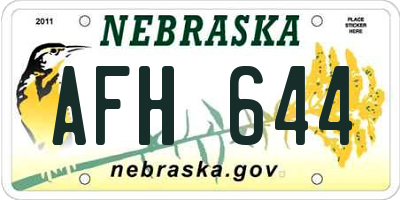 NE license plate AFH644