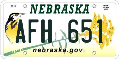 NE license plate AFH651