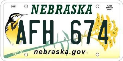 NE license plate AFH674