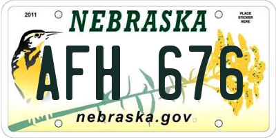 NE license plate AFH676