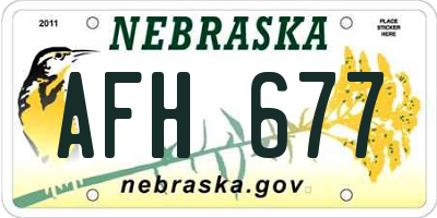 NE license plate AFH677