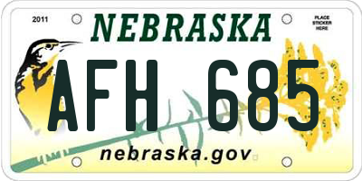 NE license plate AFH685