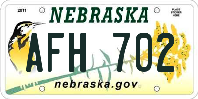 NE license plate AFH702
