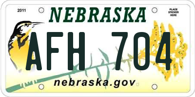 NE license plate AFH704