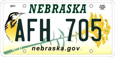 NE license plate AFH705